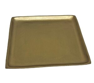 Plate Square Raw Brass Antique Dia 14.96” ALUMINUM- ST - Raw Brass Antique
