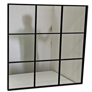 Metal Nine Pane Mirror 46.5" x 46.5" Matte Black - A - Matte Black