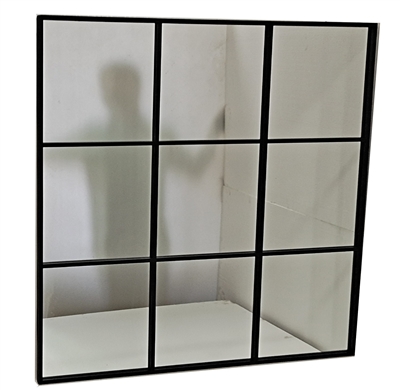Metal Nine Pane Mirror 46.5" x 46.5" Matte Black - A - Matte Black