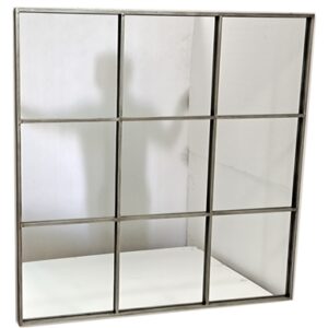 Metal Nine Pane Mirror 46.5" x 46.5" Silver - A - Silver