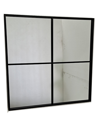 Metal Four Pane Mirror 31.5" x 31.5" Matte Black - A - Matte Black