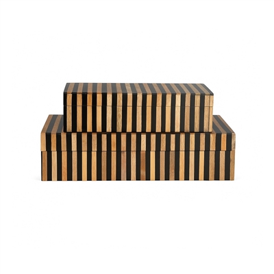 Wood & Black Resin Tiles Décor Box L 12" x W 4" x H 3" - BROWN & BLACK - Imagen 6