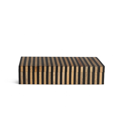 Wood & Black Resin Tiles Décor Box L 16" x W 5" x H 4" - BROWN & BLACK - Imagen 3