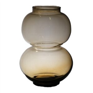 Round Duo Mouthblown Recycled Glass Vase Amber Dia 6.3”- ST - Brown