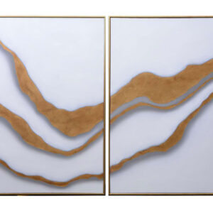 Gold Abyss (Set Of 2) - 40" X 60" - Gold Floater Frame - Gold