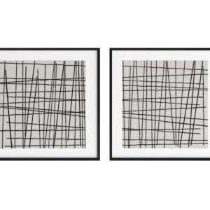Crosshatch (Set Of 2) - 48" X 48" - Black Floater Frame - White
