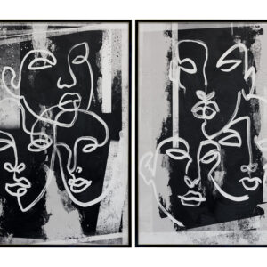 Face To Face (Set Of 2) - 40" X 60" - Black Floater Frame - Black