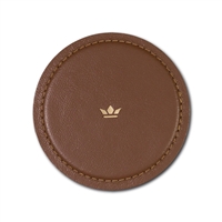 Set of 4 Brown Leather Coasters Dia 3.9” - A - Classic Brown