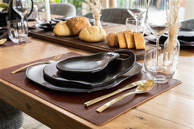 Appetizer Side Plate/Spoon Rest Ceramic Black Matt- Set of 4 - Black Matt - A - Black Matt - Imagen 4