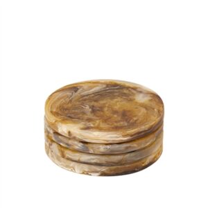 Set of 4 Tortoiseshell Round Coasters - Tortoiseshell