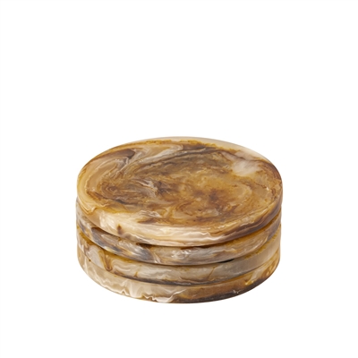 Set of 4 Tortoiseshell Round Coasters - Tortoiseshell