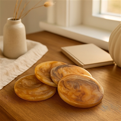 Set of 4 Tortoiseshell Round Coasters - Tortoiseshell - Imagen 5