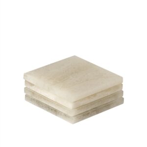 Set of 4 White Square Resin Coasters Length 3.94” - White - White