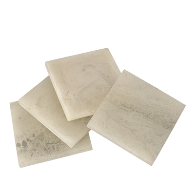 Set of 4 White Square Resin Coasters Length 3.94” - White - White - Imagen 3