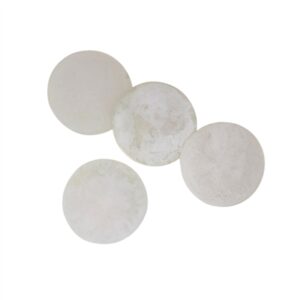 Set of 4 White Round Resin Coasters Dia 4” - White - White