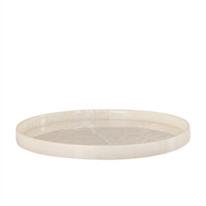 Lg White Resin Round Tray Dia 16.10” - White - White