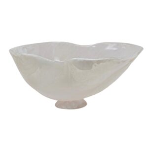 Lg White Fruit Bowl Resin Dia 21.2” - White - White