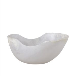 Sm White Fruit Bowl Resin Dia 13.4” - White - White