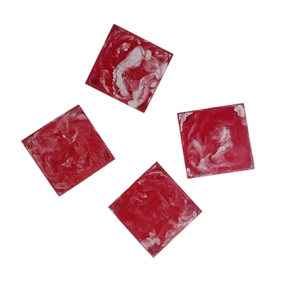 Set of 4 Square Rose Pink Coasters Resin Dia 3.9” - Pink
