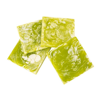 Set of 4 Square Lime Green Coasters Resin Dia 3.9” - Green - Imagen 3