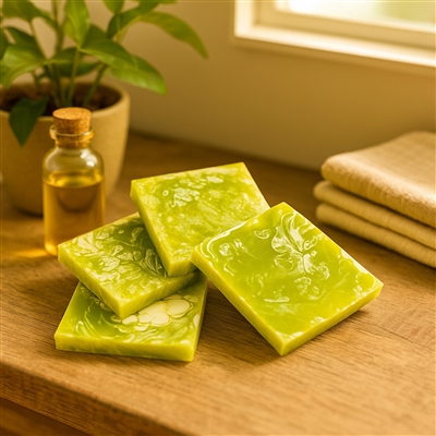 Set of 4 Square Lime Green Coasters Resin Dia 3.9” - Green - Imagen 5