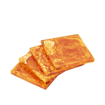 Set of 4 Square Orange Coasters Resin Dia 3.9” - Orange - Imagen 2
