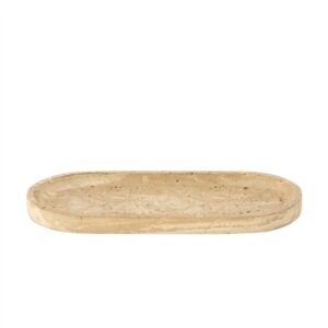 Oval Serving Tray Beige Resin Dia 16.9” - Beige