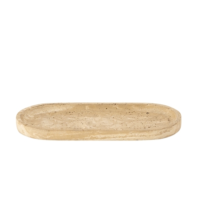 Oval Serving Tray Beige Resin Dia 16.9” - Beige