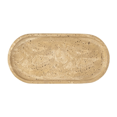 Oval Serving Tray Beige Resin Dia 16.9” - Beige - Imagen 4