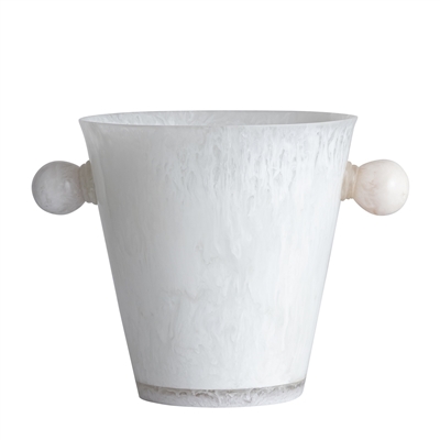 White Resin Ice Bucket w/Handles - White - White