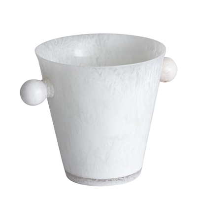 White Resin Ice Bucket w/Handles - White - White - Imagen 2