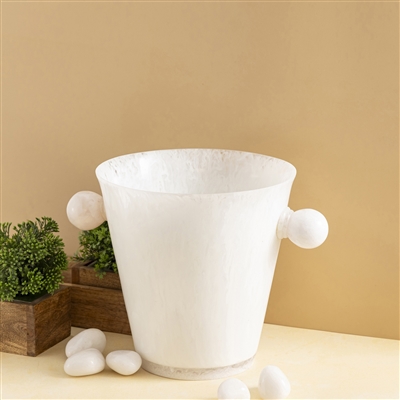 White Resin Ice Bucket w/Handles - White - White - Imagen 5