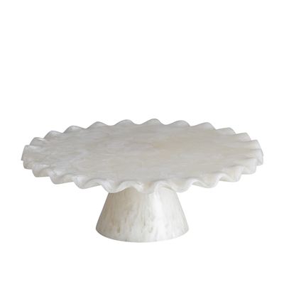 White Resin Cake Stand Large - White - White - Imagen 2