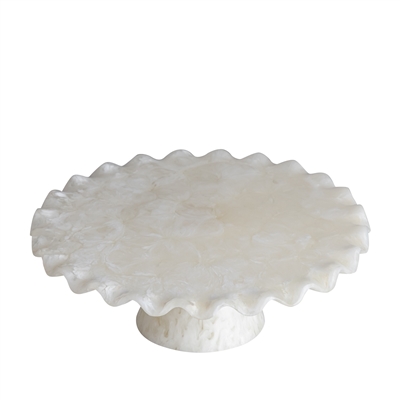 White Resin Cake Stand Large - White - White - Imagen 3