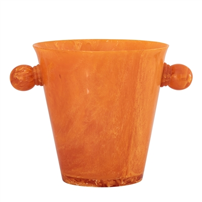 Orange Resin Ice Bucket w/Handles - Orange