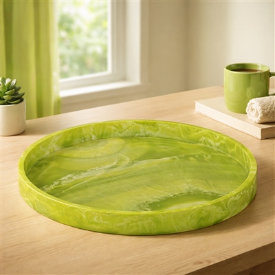 Lg Green Resin Round Tray - Green - Imagen 5