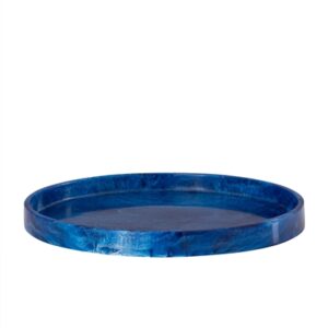 Lg Blue Resin Round Tray - Blue