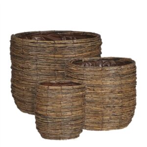 Set of 3 Cargo Pots Brown - A - Brown