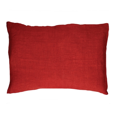 Alpha Basics Poppy Linen Cushion - Red - Red