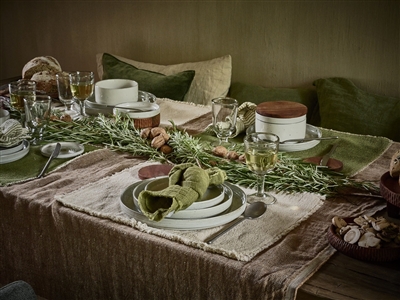Frivole Khaki Cotton Placemat - Green - Green - Imagen 2