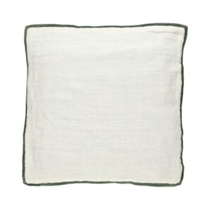Alpha Opposites Green Linen Cushion - Green - Green