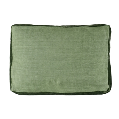 Alpha Green Borders Linen Cushion - Green - Green