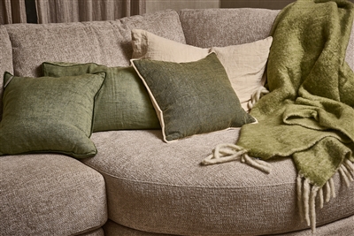 Alpha Green Borders Linen Cushion - Green - Green - Imagen 2