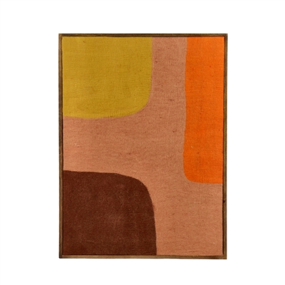 Wooly Mixed of Colors Canvas w/Mango Wood Frame - Multi - Multi