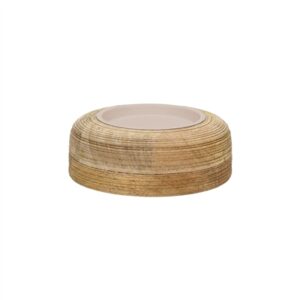 Arbre Natural Round Mango Wood Candle Holder Lg - Natural - Natural
