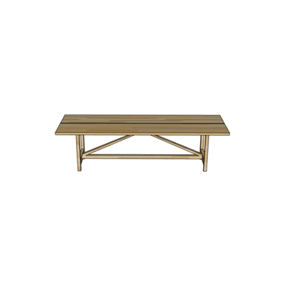 French Natural Oak Farm Bench - Natural - Natural