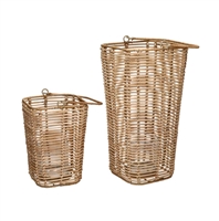 Rattan Cube Natural Set of 2 Lanterns - Natural