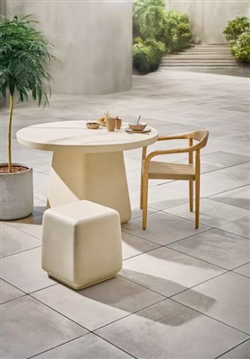Makura Off-White Round Fiber Cement Table - Off-White - Imagen 2
