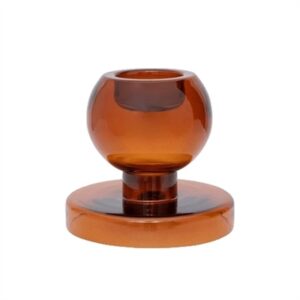 Candle Holder Both Sides Recycled Glass Apricot Orange-ST