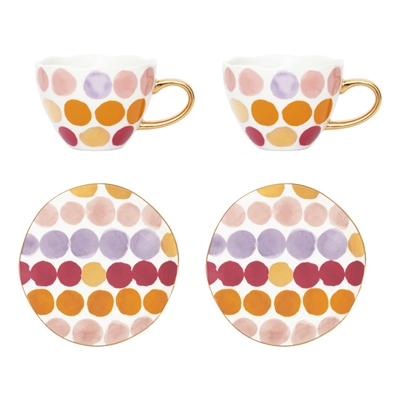 Good Morning Cup Cappuccino/Tea & Plate Joyful A, set of 4- ST - Multi